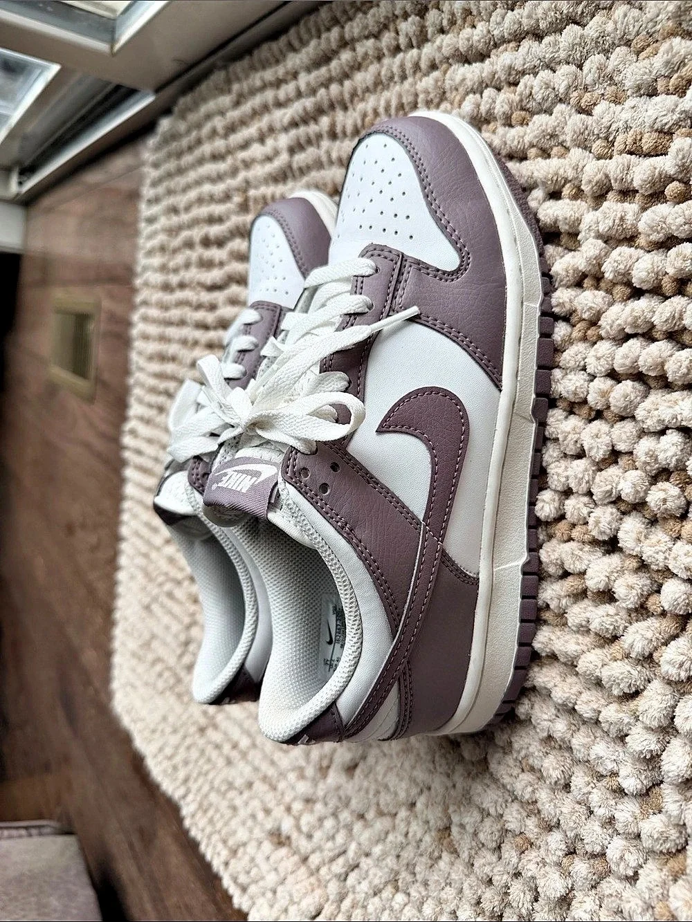 Nike Dunk Low Sneakers White & Purple US 7Y Like New